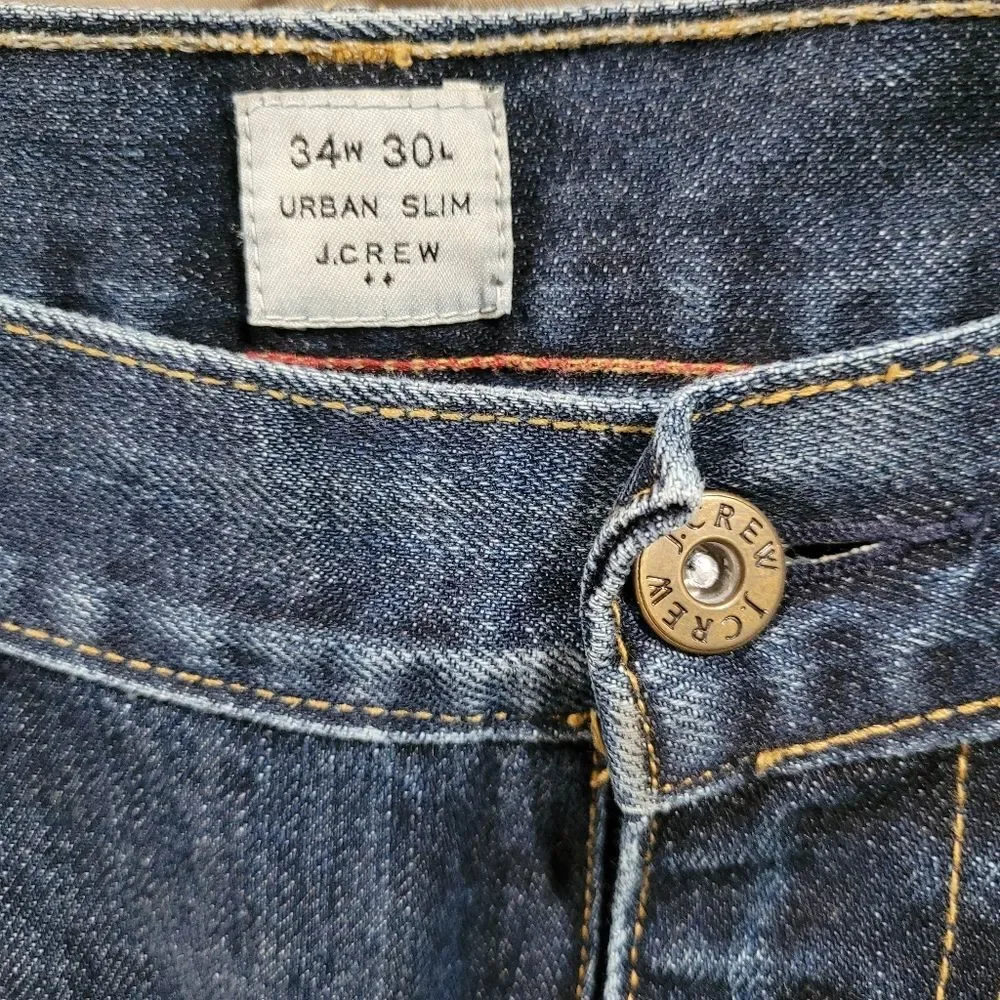 J. crew urban slim 34w 30L mens blue denim jeans